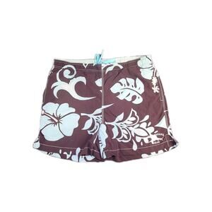 Tommy Bahama Sz S Men's Swim Trunks Floral Netted Marlin Shorts Brown Blue C10